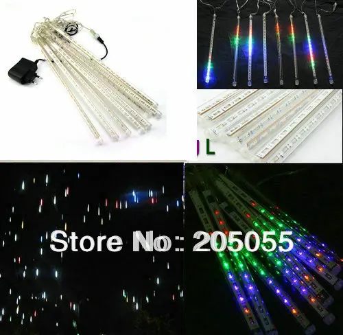 

New version! 50cm 8 tubes(20Leds/tube) 160leds String LED Meteor Rain shower Light bulb christmas tree decoration lamp-COLORFUL