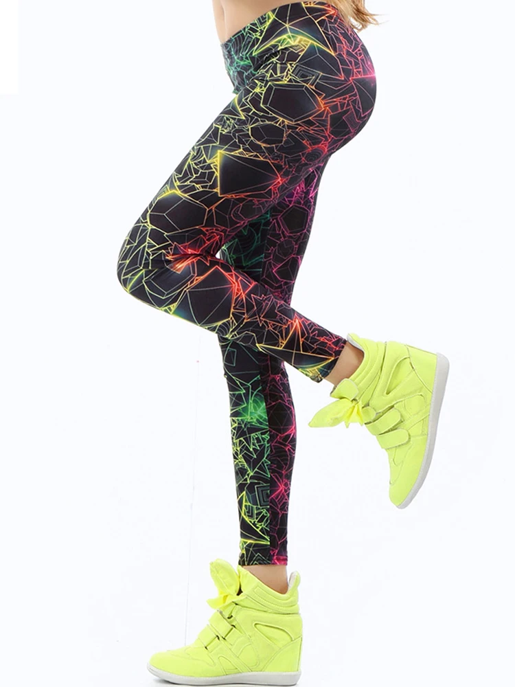 NADANBAO wholelsales nowe mody kobiet legginsy 3D drukowane kolor leginsy Ray fluorescencji legginsy spodnie legging dla kobiety — zdjęcie 2