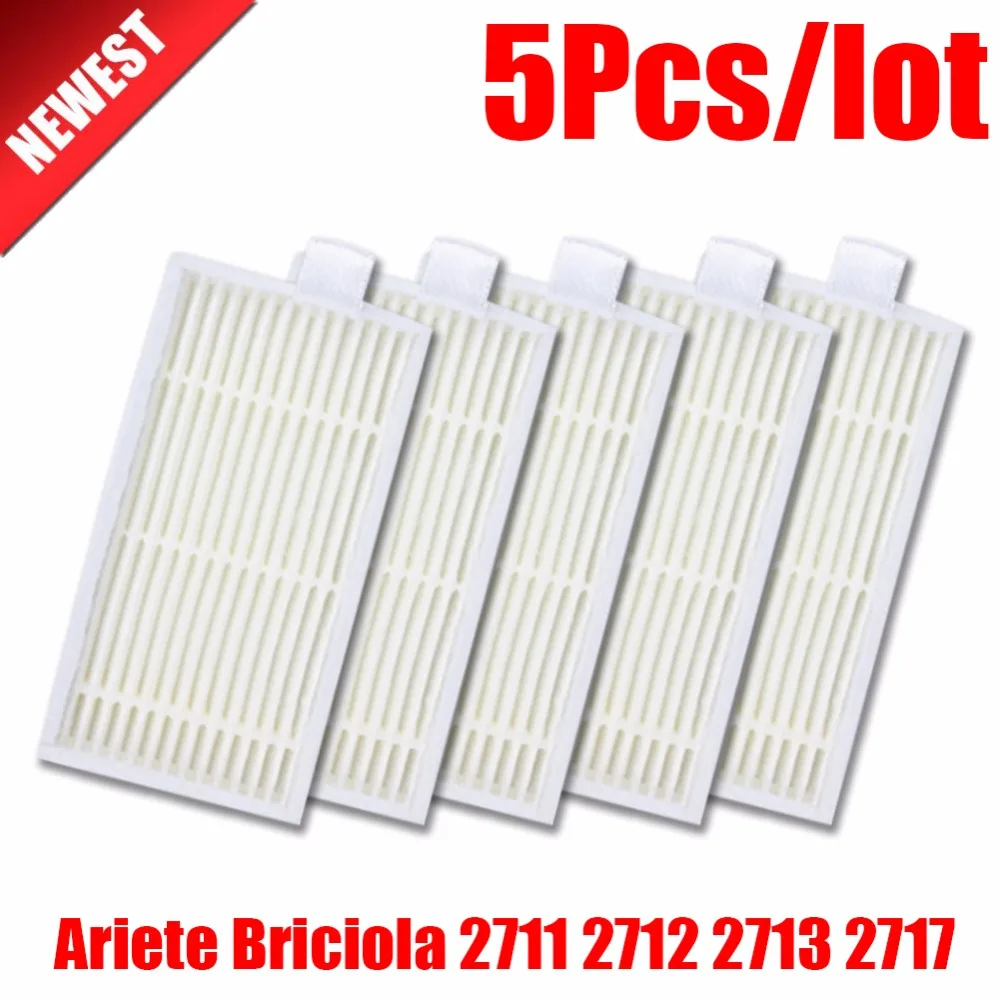 5Pcs dust hepa filter replacement for Ariete Briciola 2711 2712 2713 2717 Robot Vacuum Cleaner Robotisc Parts