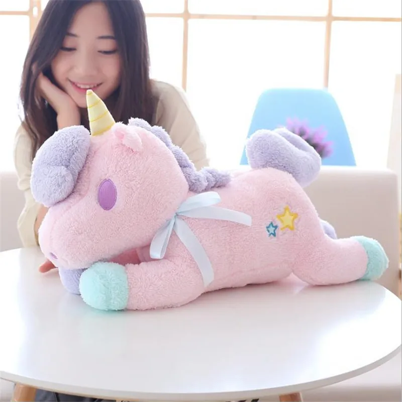 55CM Creative Unicorn PP Cotton Plush Toys Soft Stuffed Animals Dolls Horse With Tissue Box For Children Birthday Gifts 2 Colors