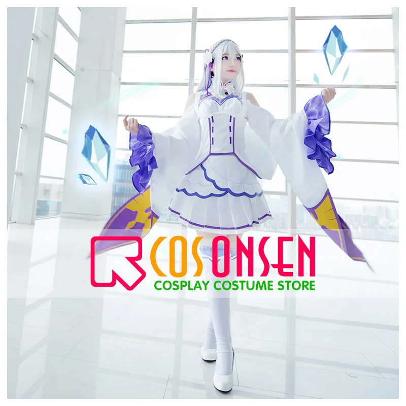 

COSPLAYONSEN Emilia Re Zero Re Life in a Different World from Zero Halloween Fancy Dress Cosplay costume All Size+Leg Warmers