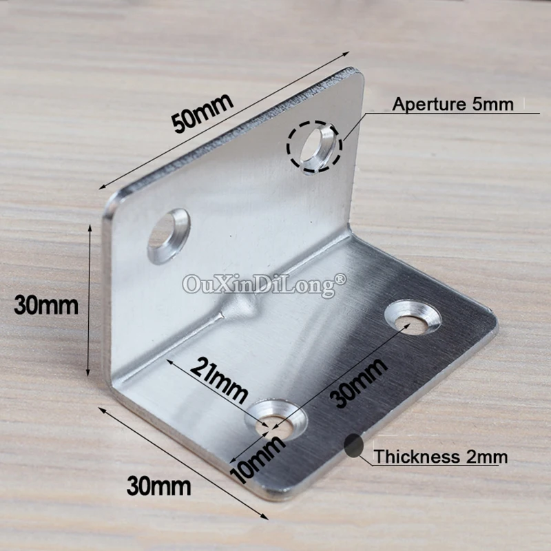 BRAND NEW 20PCS Stainless Steel Right Angle Brackets Corner Braces Joint Shelf Support L Shape Furniture Connectors 30X30X50mm