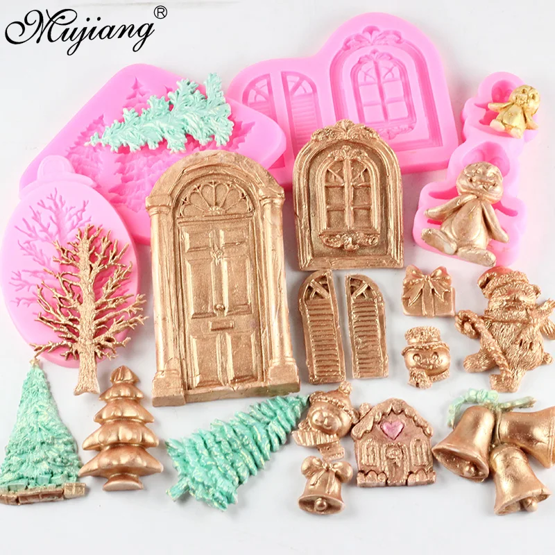 Christmas Silicone Mold for Fondant Cake Decorating Tools Door Deer Christmas Tree Snowman Chocolate Biscuits Candy Cupcake Mold