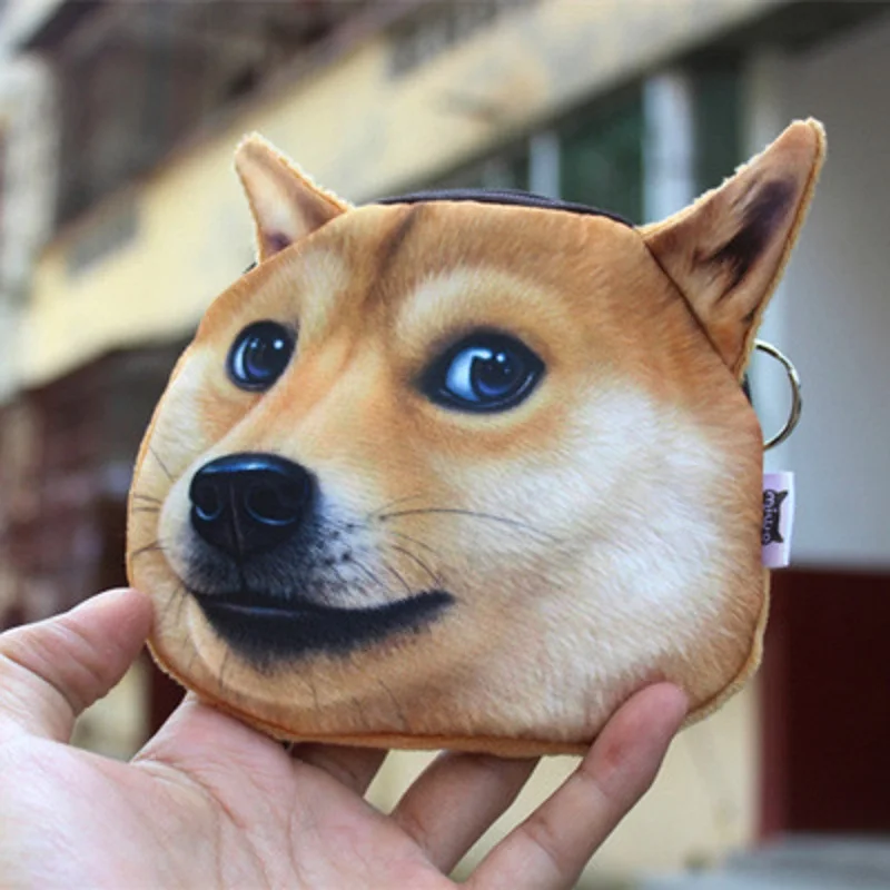 Nowa urocza kreskówka Akita Husky Dog Coin Purse Storage Bag Personality 3D Animal Dog Wallet Storage Bags dla dzieci i dorosłych