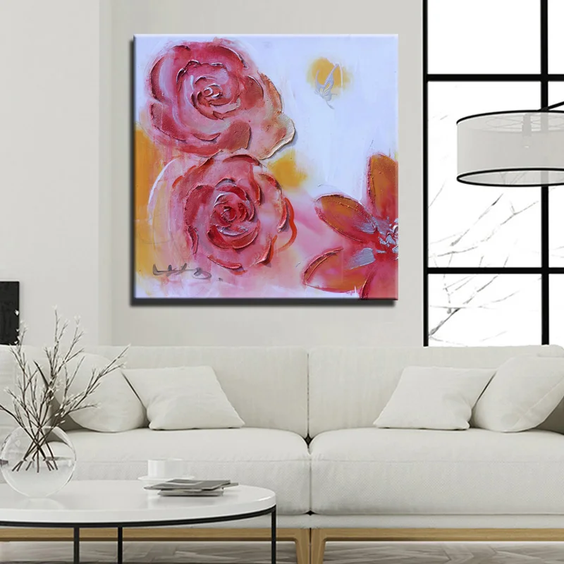 70x70cm - Hand Painted Flowers Poster, Modern Paintings Canvas Wall Art Prints On Canvas Pictures For Living Room Home Decor