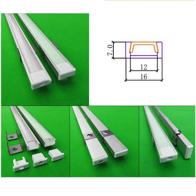 5-30Pcs/Lot 1m Aluminum Profile For Led Strip Milky Transparent Cover For 12mm 5050 With Fittings Slim Bar Light