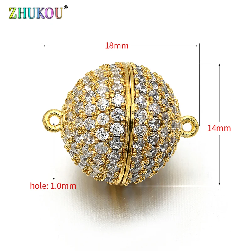 14*18mm Brass Cubic Zirconia Globular Clasps Hooks for Diy Jewelry Findings, Mixed Color, Model: VK25