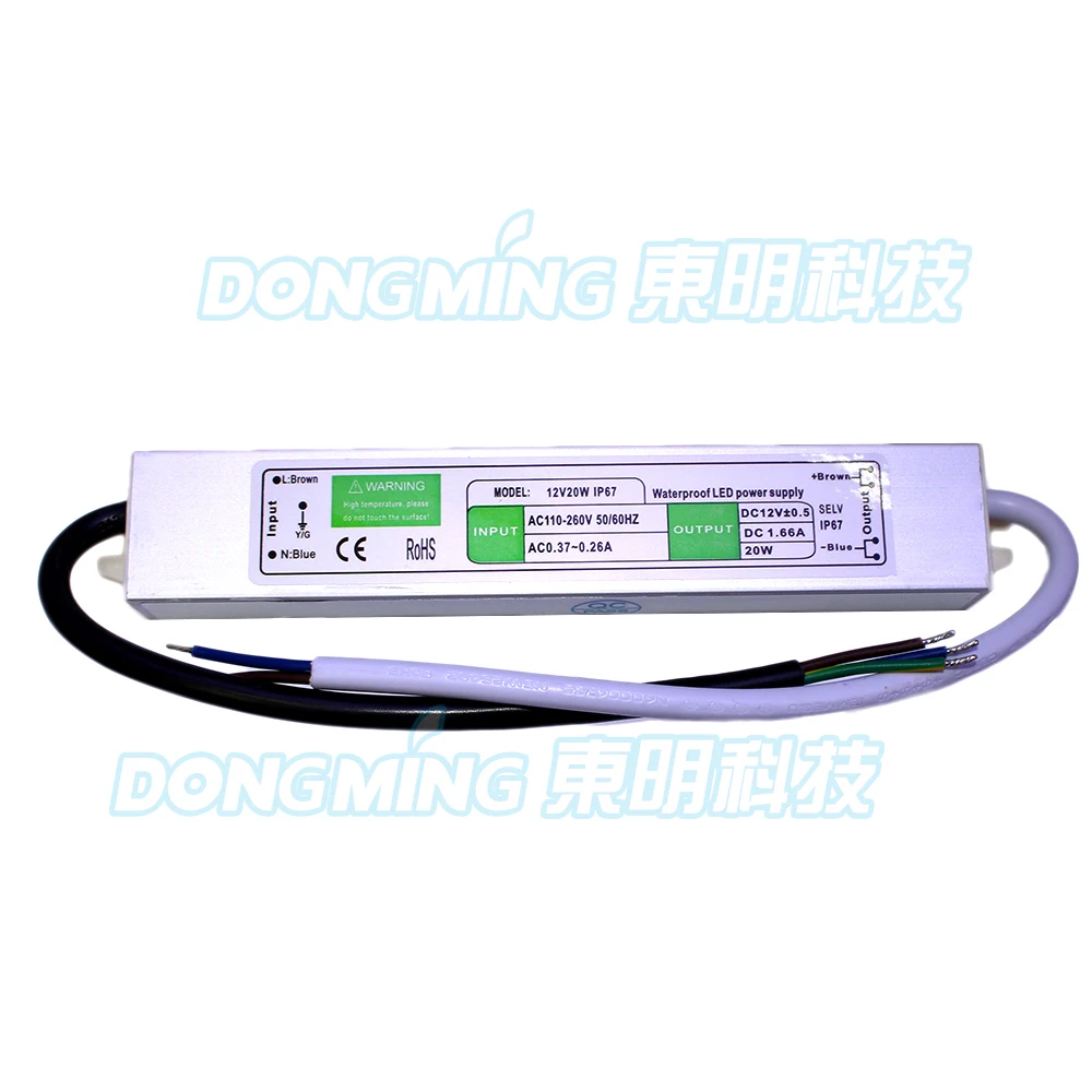 Wholesale 5pcs/lot 20W led adapter 1.66A AC110-260V Transformer DC12V power supply waterproof IP67 led driver