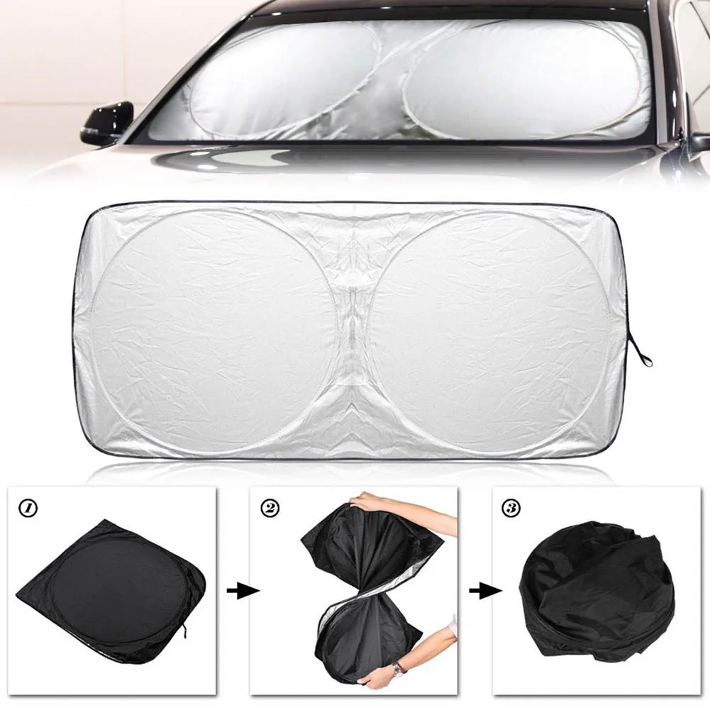 190*90cm Universal Folding Jumbo Front Car Window Sun Shade Auto Visor Windshield UV Block Cover Easy Pickup