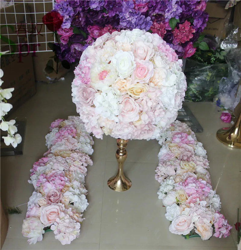 

SPR mix Pink champagne series artificial rose wedding flower wall backdrop road lead flower table centerpiece flower ball