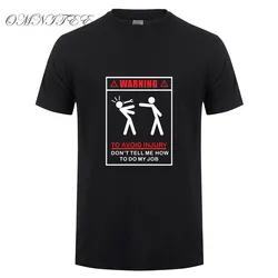 Summer Men Warning To Avoid Injury T Shirts Mens Cotton Short Sleeve T-shirt Mechanic Engineer Man Tshirt Top Tees OZ-167