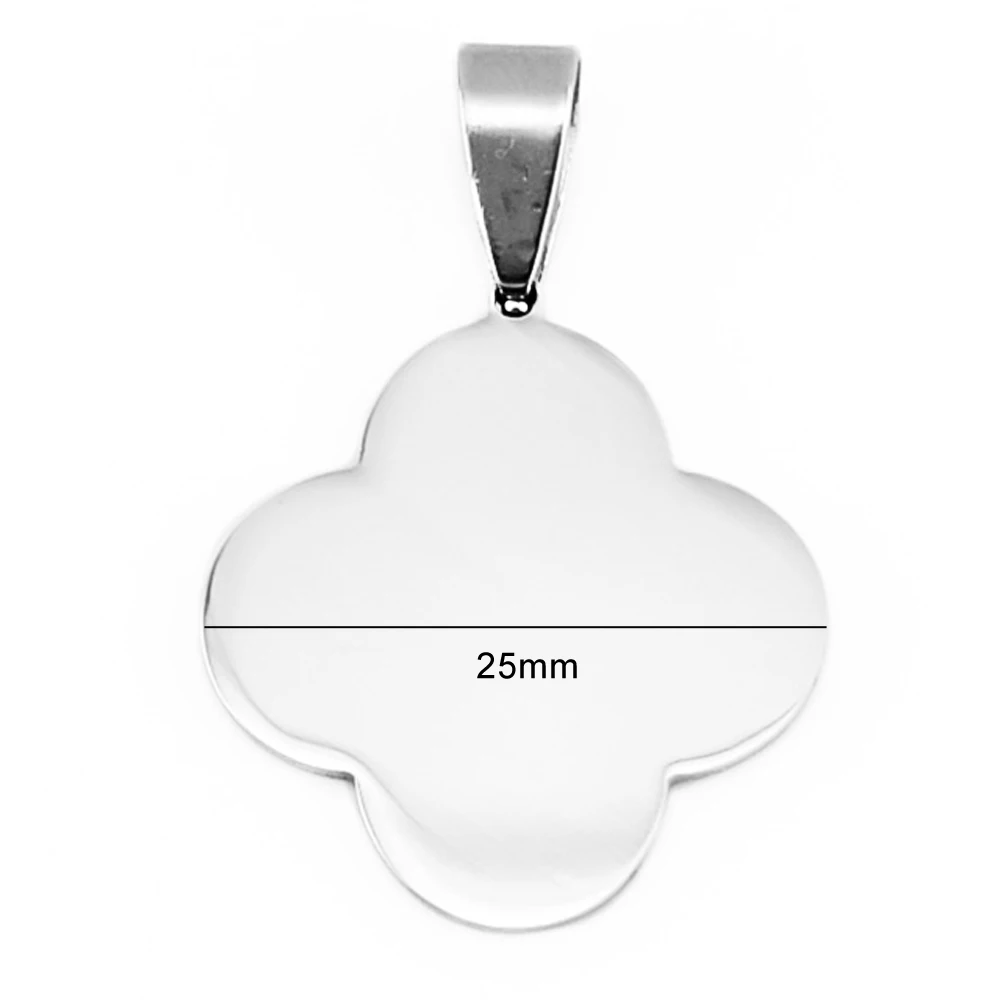 Four Leaf Clover Bear Pendant charm blank tags For Women Beautiful Chic Jewelry mirror polished stainless steel 1pcs