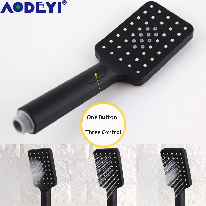 3-Way Handheld Shower Head with Holder and Hose, Wall Mounted Bathroom Shower Fixture, 1 Button 3 Control, Matte Black, 03-089