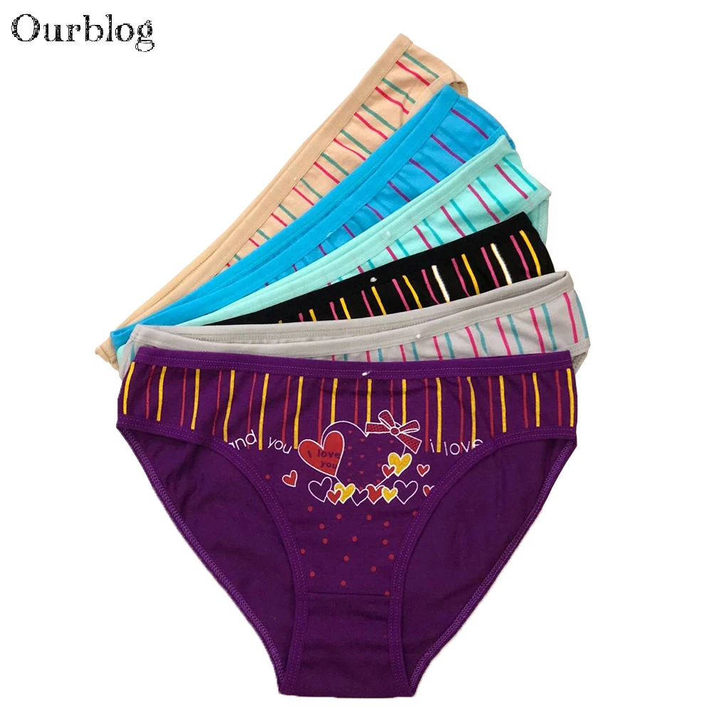 OURBLOG 5Pcs /Lot Women Underwear Girls Cotton Sexy Panties Ladies Cute Ribbon Knickers Briefs Intimates Lingerie SIZE M L XL