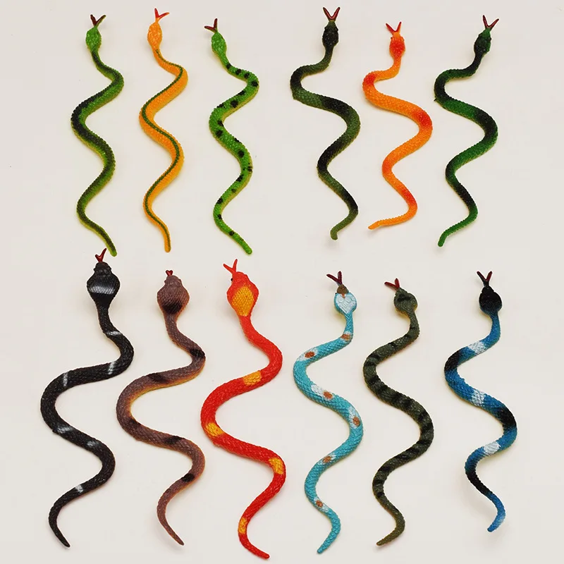 12pcs High Simulation Toy Plastic Snake Model Funny Scary Snake Kids Gag Prank Funny Favor Toys Halloween Prank Prop For Decor