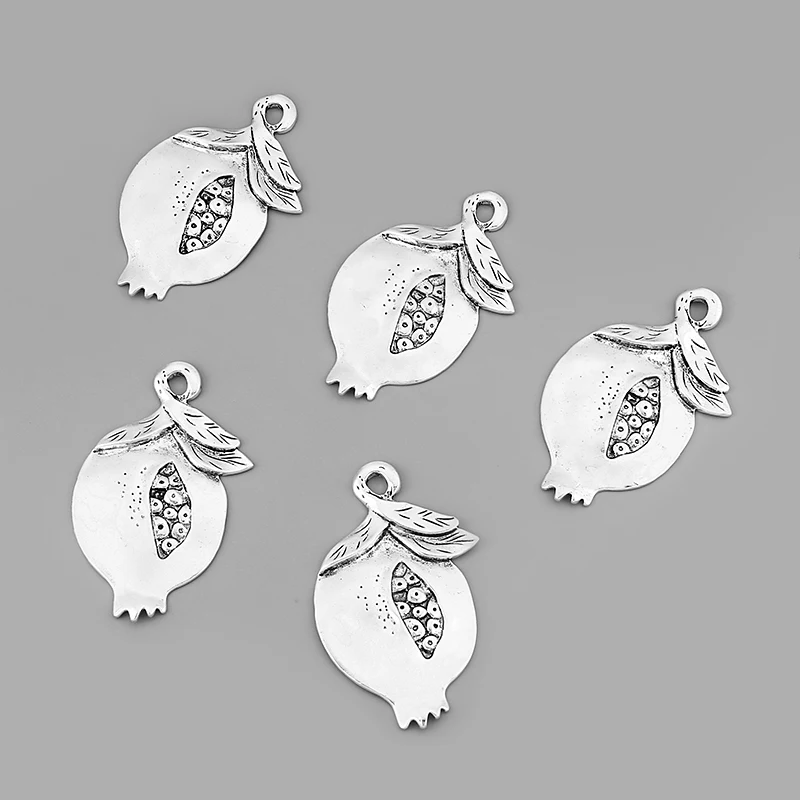 2Pcs Tibetan Silver Large Creative Pomegranate Fruit Food Charms Pendant For DIY Necklace Jewelry Making Supplies