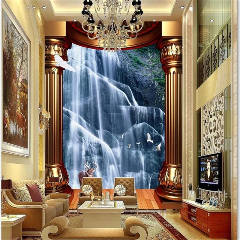 

beibehang Flowing 3D stereo mural conception porch 5D concave and convex decorative painting 8D green crystal embossed wallpaper