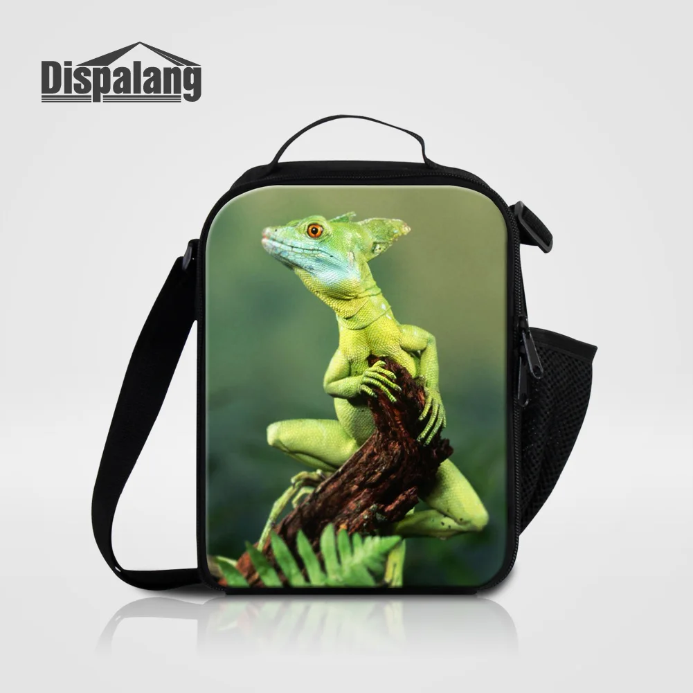 Men New Print Portable Messenger Cooler Bags Canvas Thermo Lancheira Lizard Food Lunch Bag For School Kid Picnic Dinner Lunchbox