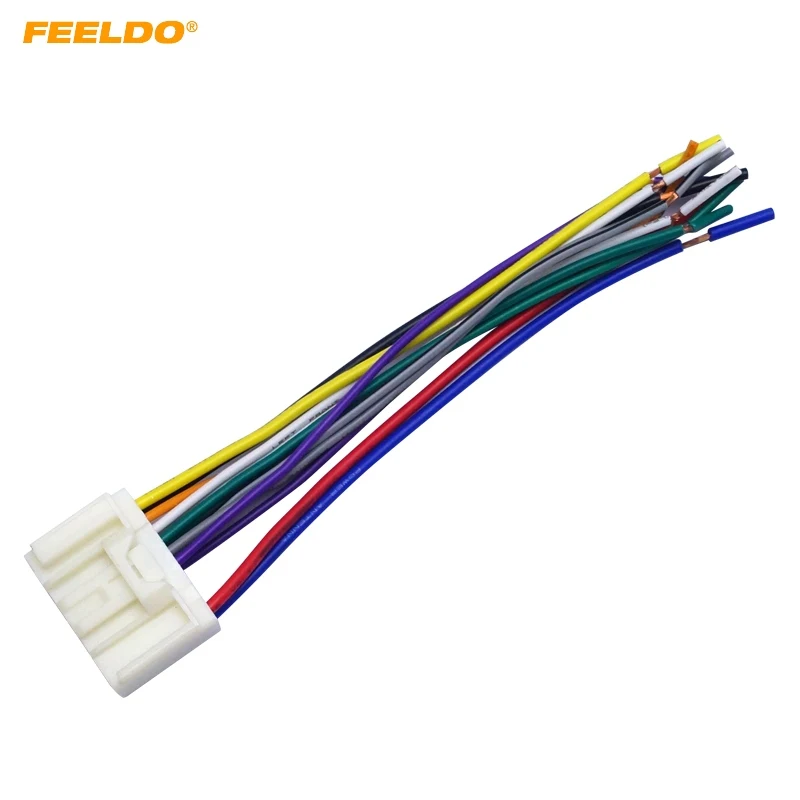 FEELDO Car Radio Audio CD Power Wire Harness Adapter For Mitsubishi Lancer/Outlander/Mirage Toyota Crown/ Land Cruiser/Prado