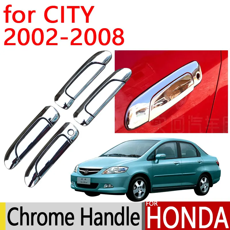 

for Honda City 2002 - 2008 Accessories Chrome Door Handle Luxury No Rust 2003 2004 2005 2006 2007 Stickers Car Styling