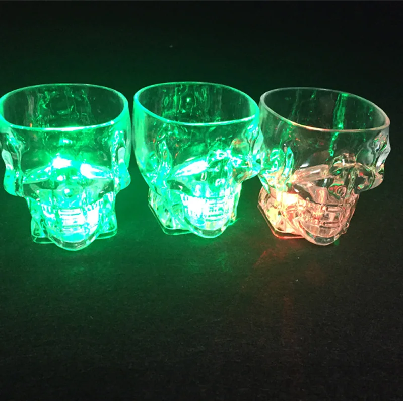 40PCS Ghost Head Colorful Flashing Led Light Cup Magic Demon Mask PS Flash Wine Beer Bar Mug Drink For Party Halloween Ktv Cup