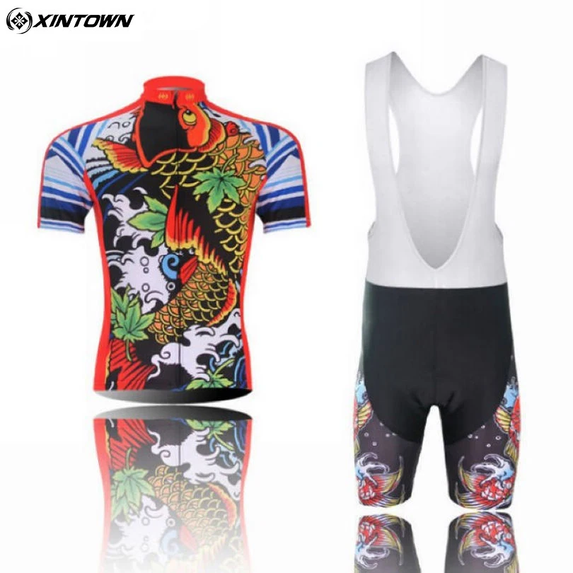 XINTOWN Men's Ropa Ciclismo Pro Team Cycling Kit Short Sleeve Outdoor Bike Cycle Jersey Top and (Bib) Shorts Set S-3XL