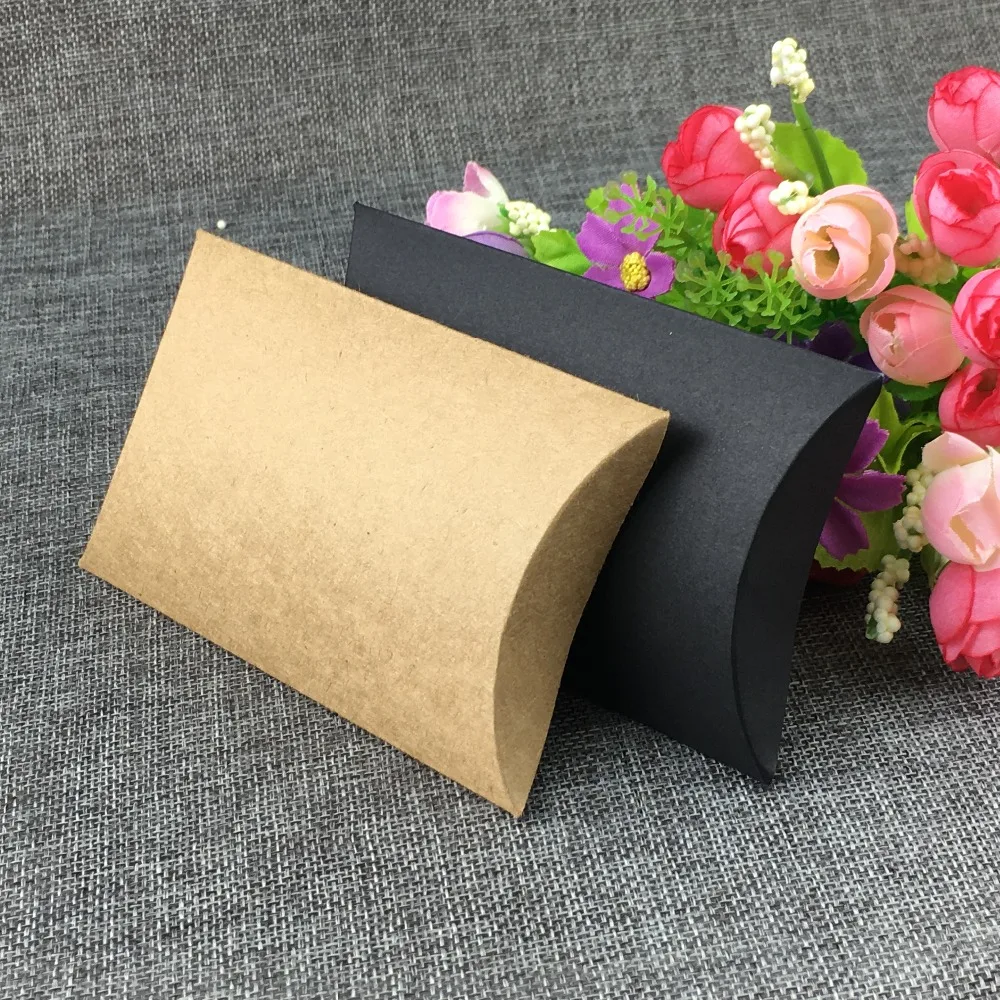 

200PCS 3''x5''Pillow-shape Jewelry BOX Kraft Pillow Gift BOX For Earring /Necklace /Ring /Jewelry Set /Handmade rope/Tea/Crafts