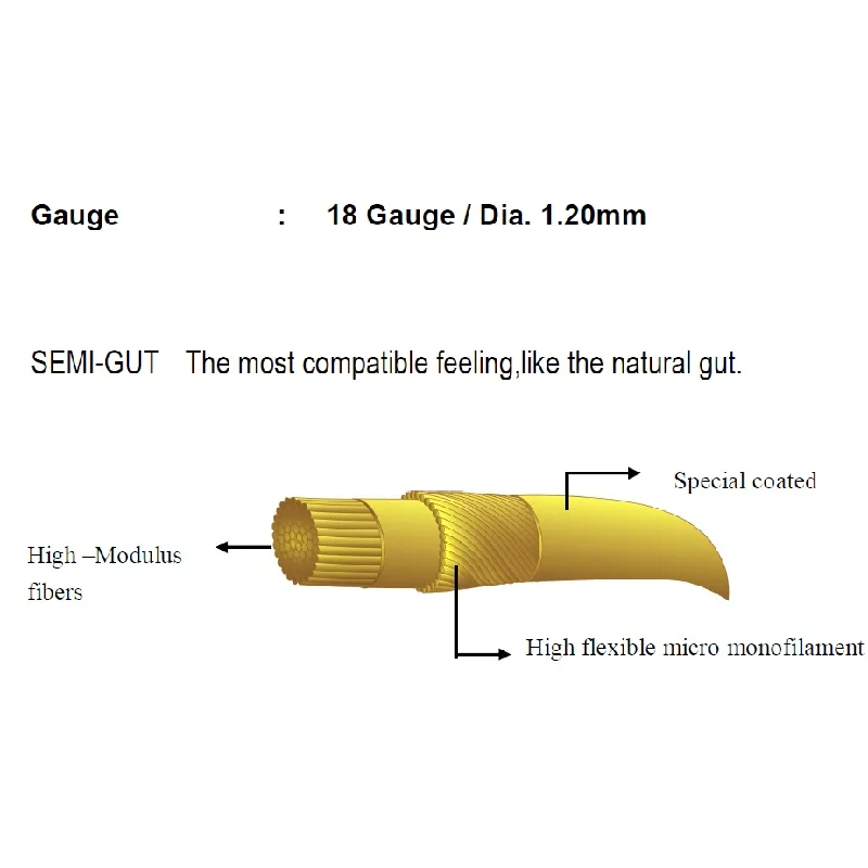 10 m/stk FANGCAN 1.20 MM/18 Gauge SEMI-GUT Nylon Squash String voor Squash Racket Groene Kleur