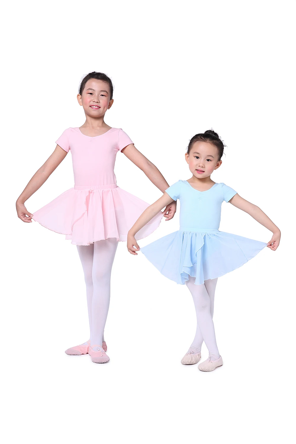 Blue Gymnastics Leotard Lycra Kids Dance Costumes Girls Ballet Leotard with Skirt  Dance Wear