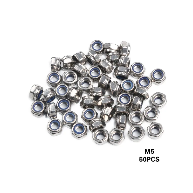 50Pcs M3 M4 M5 M6 DIN985 Galvanized Carbon Steel Self-locking Nut Lock Nut Locknut Slip Nylon Hex Nut