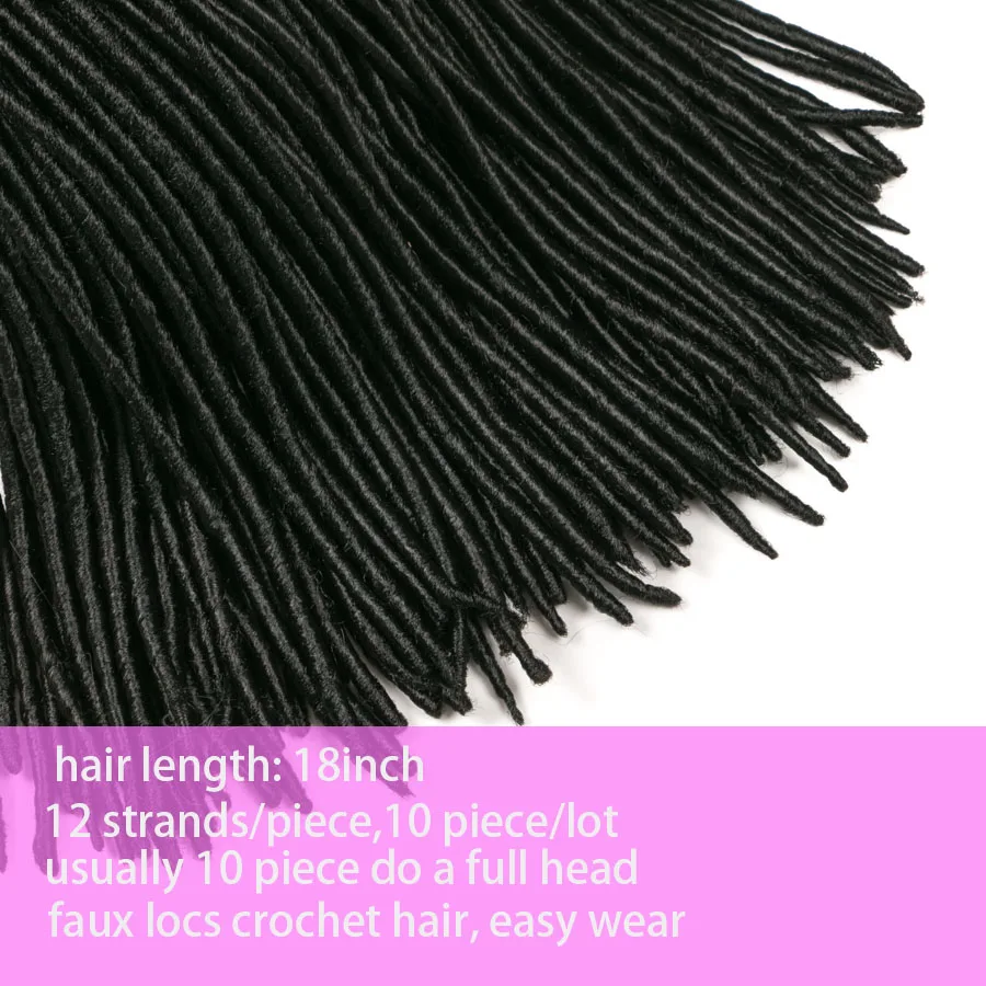 VERVES-Extensions Capillaires Synthétiques, Tresse de Cheveux au Crochet, Faux Locs, 18 Pouces, 12 Mèches/Pièces, Noir, Blond, Marron, Document, Paquet de 10