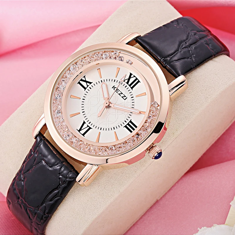 

KEZZI Brand Womens Watch Luxury Rome Number Rhinestone Crystal Dress Watch Casual Fashion Quartz Wristwatches Dames Horloges New