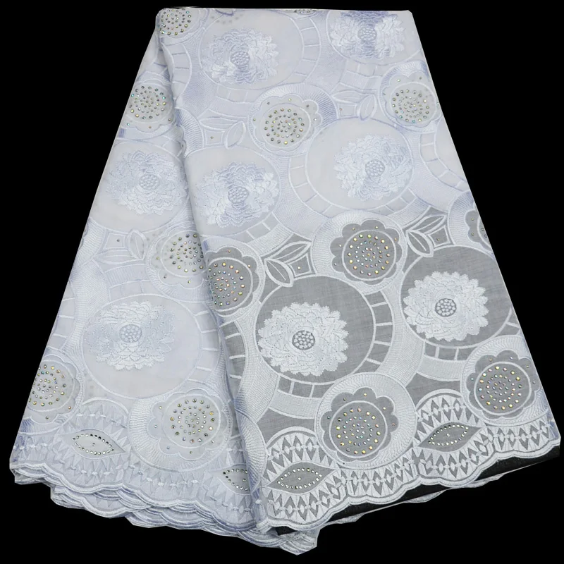

Free shipping (5yards/pc) High quality African cotton lace fabric fine embroidery pure white Swiss lace for party dress CLP226