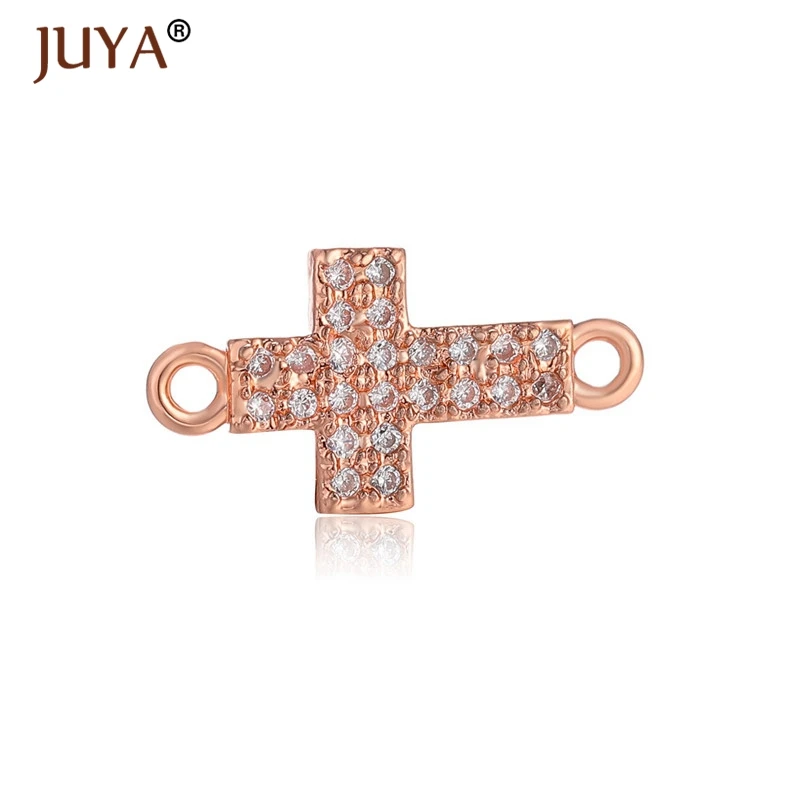 Supplies For Jewelry Wholesale Micro Pave Zircon Rhinestone Cross Charms For Jewelry Making Bracelet Crosses Connectors