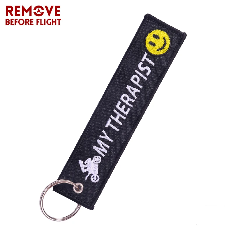 My Therapist Key Chains for Cars and Motorcycle Black Embroidery Key Ring Chain for Motor Bikers Gifts Keychain Jewelry llavero