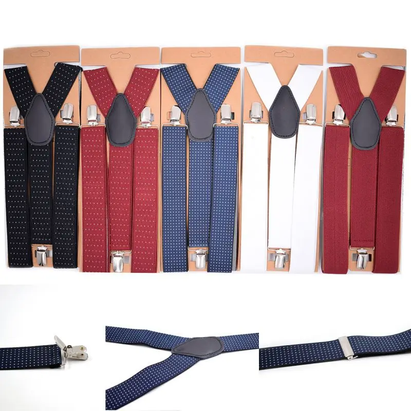 Yienws Burgundy Suspenders สำหรับชาย 3 ปุ่ม Commercial Weastern กางเกงสไตล์รั้งสายคล้อง 120 เซนติเมตร Tirantes Hombre YiA023