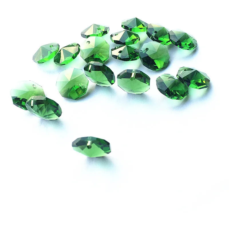 Crystal Octagon Beads (Free Rings ) Green  in 1 Hole For Chandelier Parts Beads Curtain accessories 2000pcs pendants craft decor