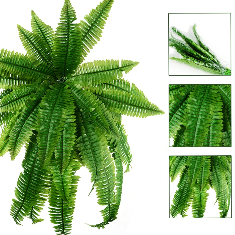 

80cm Large Simulation Adornment Grass Plastic Green Hanging Vine Persian Fern Leaf Arranging Leaves Home Outdoor Decoration