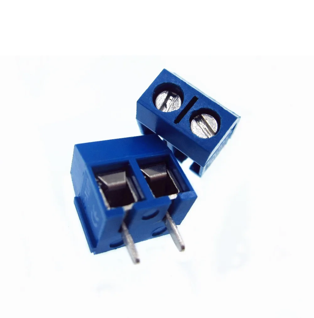 500PCS/LOT KF301-2P KF301-5.0-2P KF301 Screw 2Pin 5.0mm Straight Pin PCB Screw Terminal Block Connector Blue