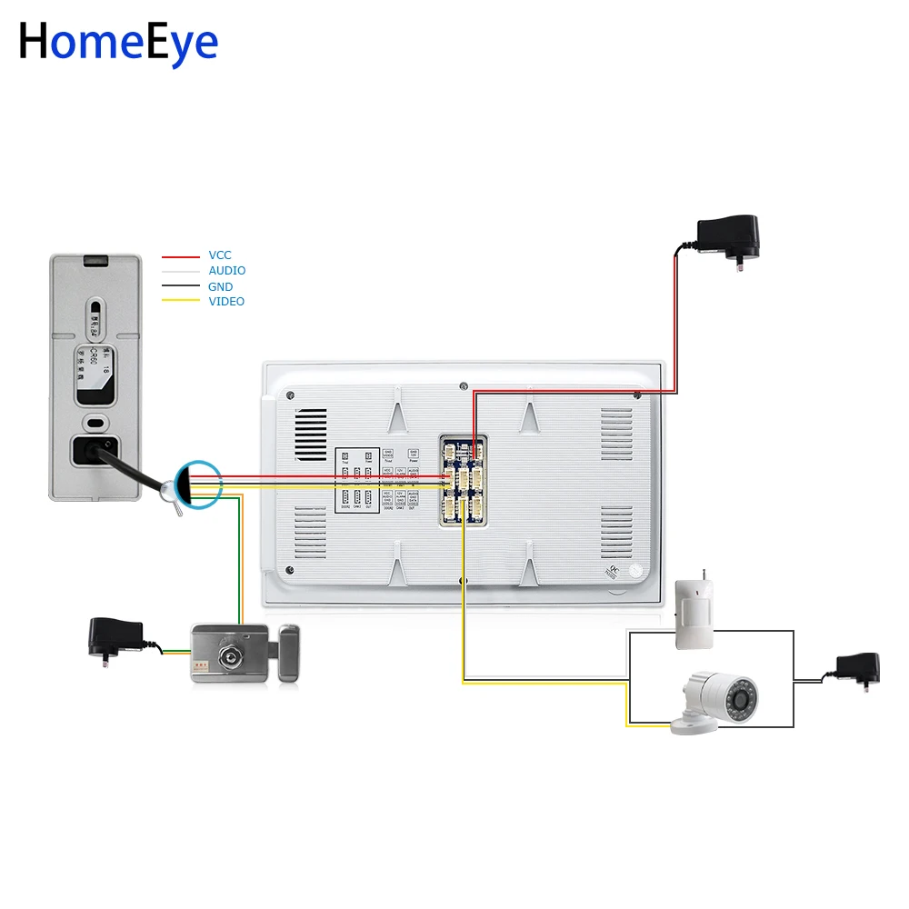 Videoportero HomeEye de 7 pulgadas con detección de movimiento impermeable 1200TVL IP65, sistema de acceso de seguridad de visión nocturna con menú OSD