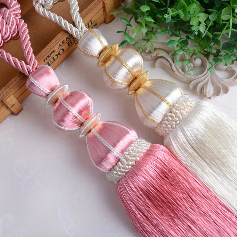 2Pcs Curtain Tassel Fringe Brush Tieback Hanging Ball Straps Lashing Bind Ropes Belt Curtain Accessories Clasp Tiebacks Decor