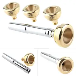 5pcs/lot Brass Trumpet Mouthpiece Set 3C 2C 2B 3B with Gold Plating 7# Heads and 4 Cups for Trumpet