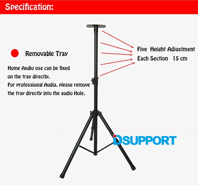 (1 pc) 100cm 186cm 45kg ajustável universal metal b003 surround som alto-falante piso tripé suporte rack