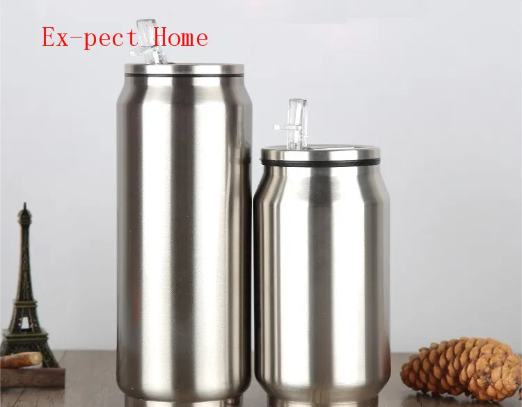 

40pcs Large Capacity 17oz 12oz Stainless Steel Cola Can Vacuum Insulated Bottle Straw Cup Leakproof Kettle Sliver