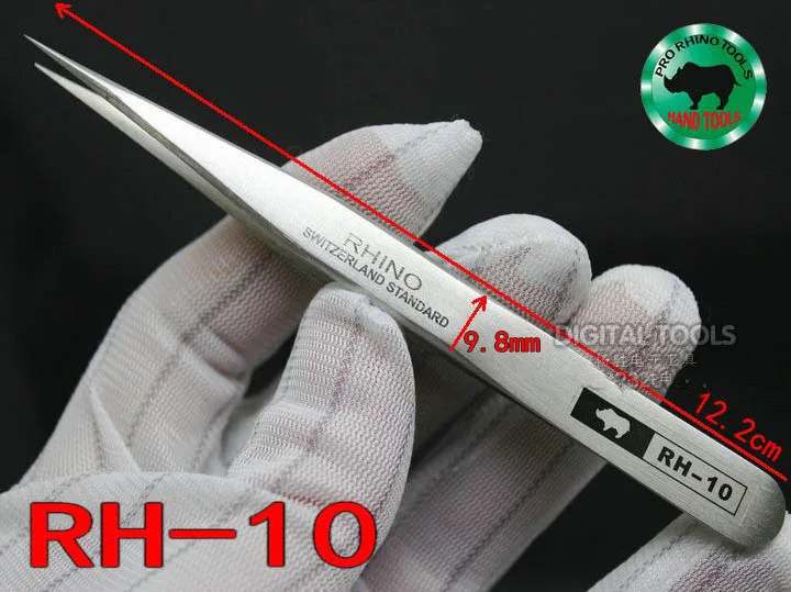 Japanese RHINO Brand RH-10 Tweezers Anti-acid High-precision Super Hard Sharp For Repairing Watch or Mobile