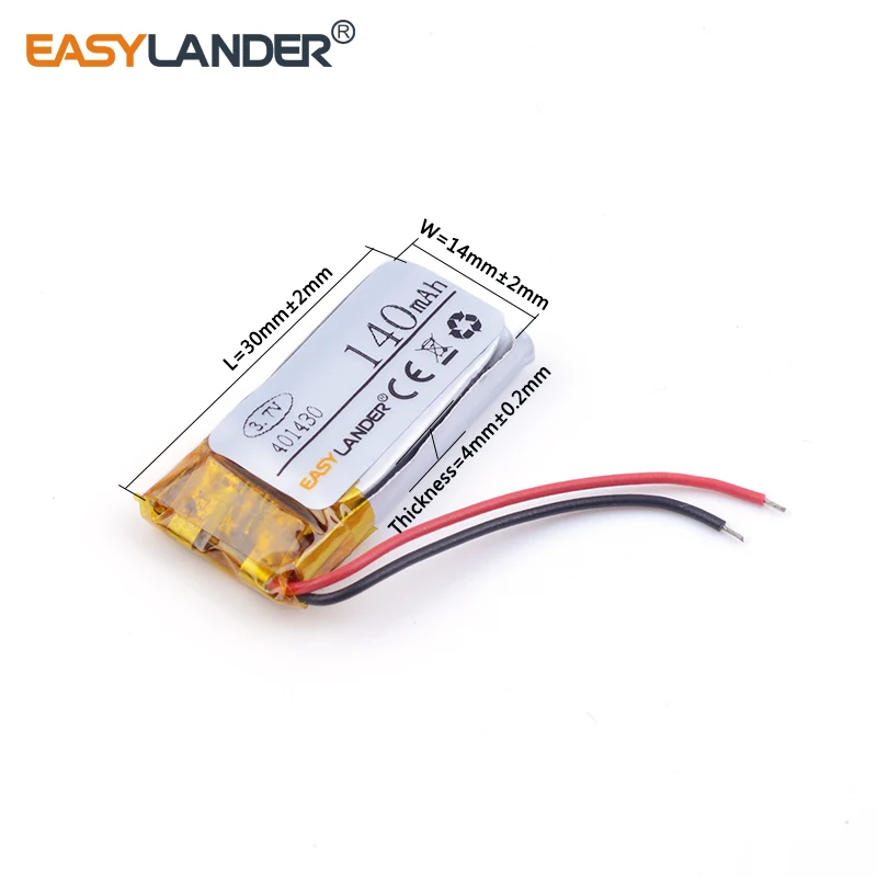 3.7V 401430 140mAh Rechargeable Lithium Li-ion Polymer Battery for Bluetooth MP3MP4 041430