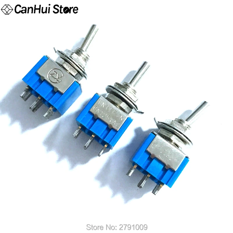 5pcs Blue 6-Pin DPDT ON-OFF-ON Mini MTS-203 6A125VAC Miniature Toggle Switches Button switch Dialing Single Power switches 6P