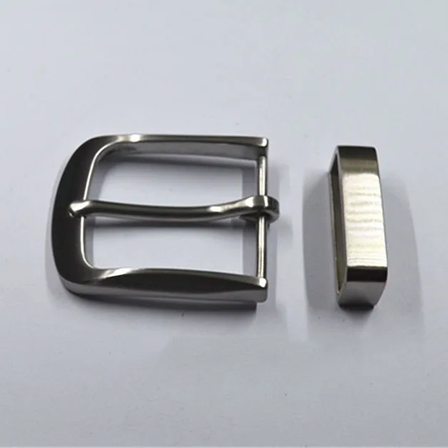 40mm Men\'s solid Stainless Steel Pin Belt Buckle + Belt loop Belts Clip DIY leather Craft accessories for belt width 38-39mm