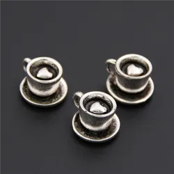 10pcs Tibetan Silver Color 3D Lovely Coffee Cup Charms Latte Cappuccino Pendants Diy Jewelry Finding A2523