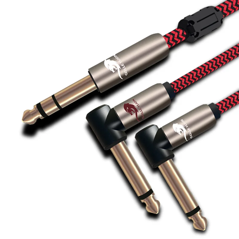 Wysokiej jakości stereofoniczny męski kabel Audio 6.35mm na podwójny 6.5mm 6.35mm do 2x6.35mm męski wtyczka Mono kabel do mikrofonu miksera Amp